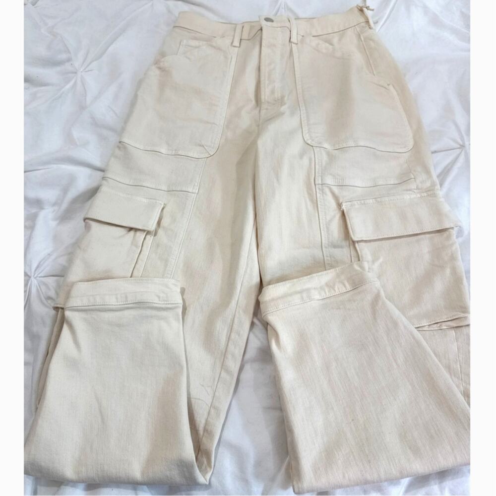 Mother The Curbside Cargo Flood Pants Eggnog 33 NWT Barrel Leg - Picture 3 of 12